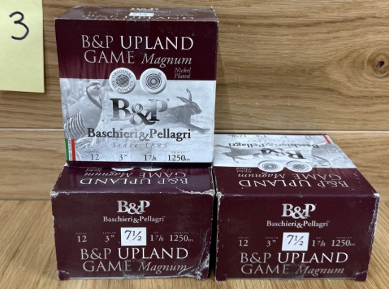 Lot of 3 12 Gauge 3â€  1 7/8 oz B&P Upland Game Magnum 7 1/2 Shot #3