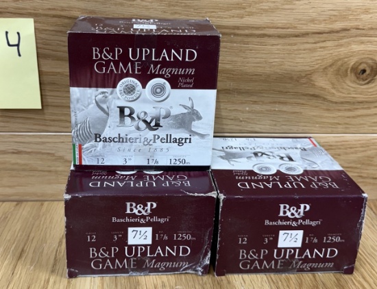 Lot of 3 12 Gauge 3â€  1 7/8 oz B&P Upland Game Magnum 7 1/2 Shot #4