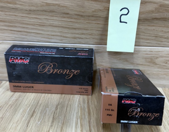 Lot of 2 PMC Bronze 9mm Luger 115 Grain FMJ #1