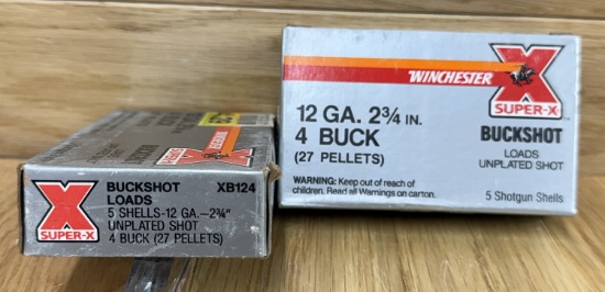 Lot of 2 Winchester 12 GA 2 3/4â€? 4 BUCK (27 Pellets) 10rds Total