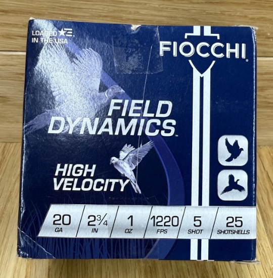 FIOCCHI 20GA 2 3/4â€ 1oz #5 Shot 25 Shells
