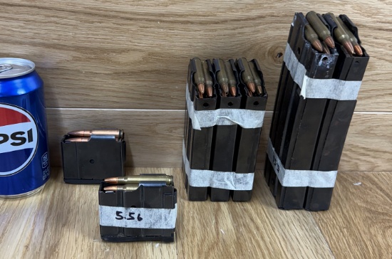 Lot of 7 Steel 5.56 Magazines. Rounds included