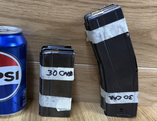 Lot of 4 Steel Magazines 30 Carbine. Rounds Included
