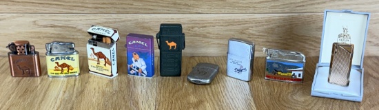 Lot of 6 Camel Lighters + 3 Additional Lighters