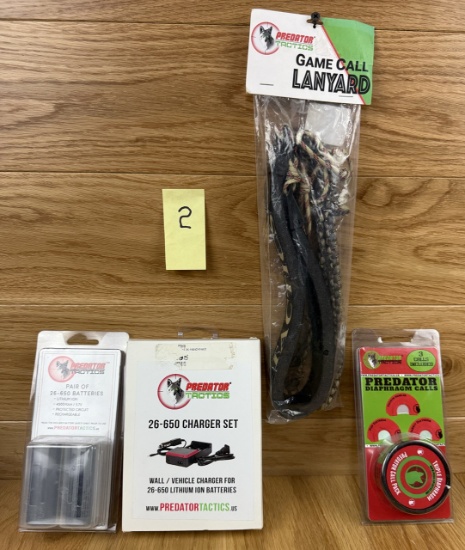 Lot of Predator Tactics - Game Call Lanyard - Predatore Diaphragm Call - 26-650 Batt.+Chrgr. #2