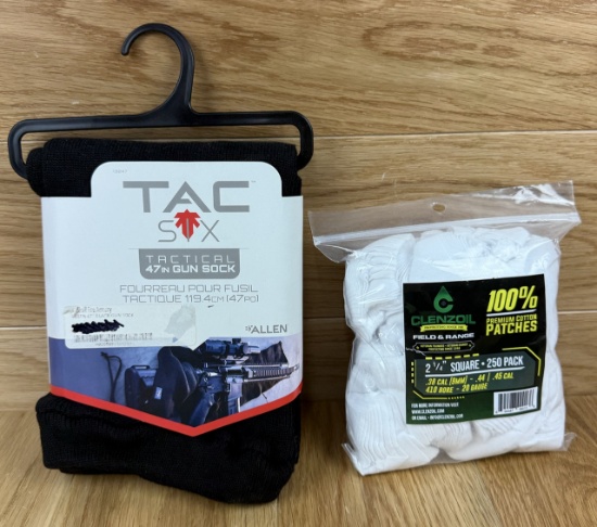 Lot of 2 - ALLEN Tactical 47â€? Gun Sock + 250pack Gun Patches