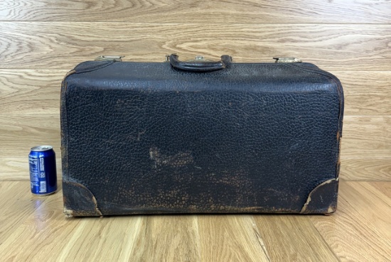 Vintage Cowhide Briefcase - Medical Taxidermy Oddity