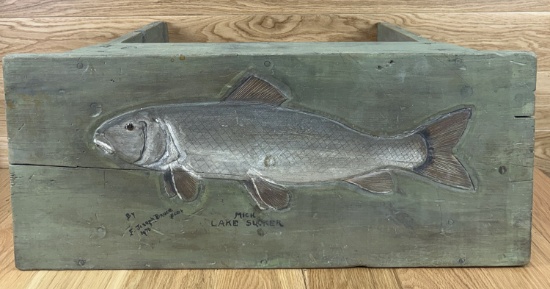 Vintage Folk Art Fish Bench Stool