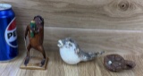 Taxidermy Frogs - Puffer Fish - Frog Keychain Vintage Oddity