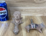 Lot of 2 Vintage Pre Columbian Style Tobacco Pipes Oddity