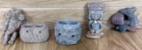 Lot of 5 Vintage Pre Columbian Style Pottery Figurines