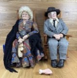 Grandma & Grandpa Dolls on Rocking Chairs - Grandma Haunted