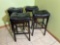 Bar Stools - Set Of 4, Black Faux Leather, Padded Seat