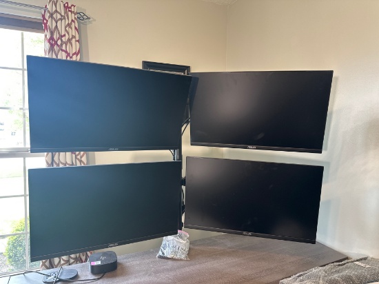 (4) Asus Vp279he Monitors And Vivo Quad Mount Monitor Arm
