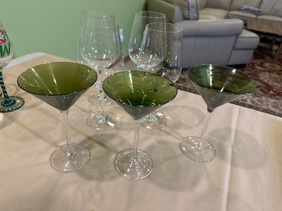 Set Of 7 Stemmed Glasses Wine & Martini Mix