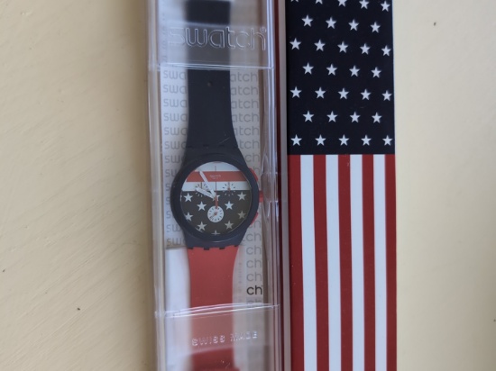 Swatch Usa Olympic Stars & Stripes Watch Rare Team Usa Edition