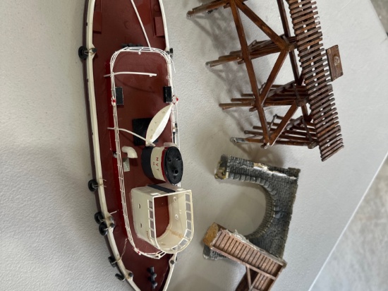Toy Train Accessories- Ship, Bridge