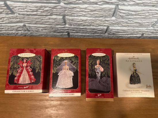 Assorted Hallmark Barbie Keepsake Ornaments Set Of 4