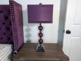 Table Lamp With Purple Fabric Shade