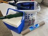 Miscellaneous Lot- Cooler, Umbrellas, Laundry Basket, Butane Fuel