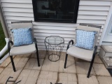 2 Outdoor Chairs With Cushion & Decorative Pillow & 1 Side Table