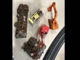Lot Of 3 Construction Vehicles With Scrap Yard Diorama Bases