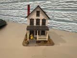 Detailed Ho Scale Victorian House With Porch, Figure & Landscaping