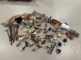 Ho Scale Accessory Lot Farm Animals, Fencing, Boats & Detail Parts