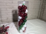 Christmas Ornament Ball Set Red, Green & White (tube)