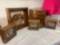 Dried Floral Shadow Box Art Set with Primitive Wood-Lidded Bucket