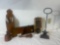 Vintage Farmhouse Lot  Vintage Coffee Grinder, Wood Candle Holder & and Other Primitive pieces