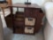 Wooden Swivel End Table with Storage Bins and Slots