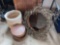 Primitive bucket with Lid, Rustic Wreath, Basket