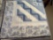 Blue & Cream Country Scene Log Cabin Quilt