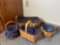 Longaberger Basket Set w/ Blue Liners & Protectors (4pcs)