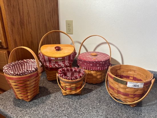 Longaberger Baskets with Liners (Set of 5)