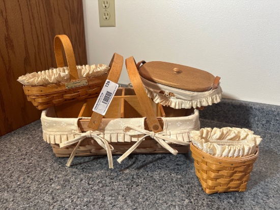 Longaberger Basket Lot with Liners & Lids