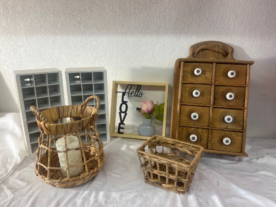 Vintage Wood 8 Drawer Spice Cabinet and other country decor