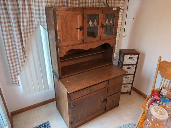 Antique Oak Hoosier-Style Cabinet