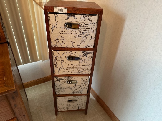 Tall Fabric Drawer Cabinet/Organizer / 4 decorative Totes