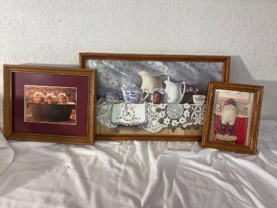Framed Country Art Trio  Pitchers, Babies & Nostalgia
