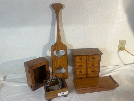 Primitive Decor Lot  Tabletop Apothecary Chest & Rustic Decor