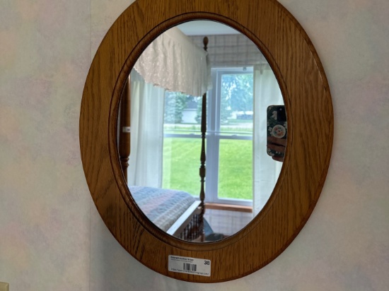Oval Oak Framed Wall Mirror