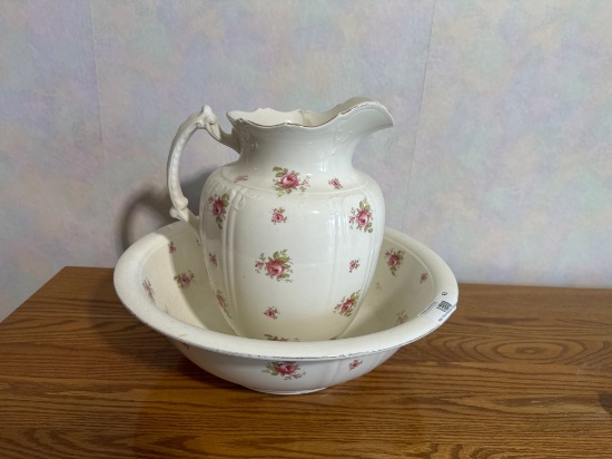 Floral Wash Basin and Pitcher Set