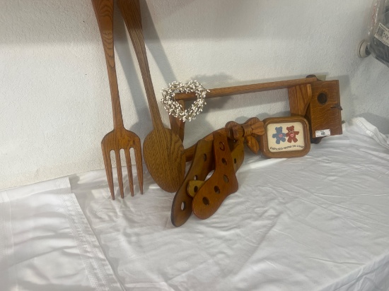 Rustic Wood Decor Set  Fork & Spoon, Vintage Stocking Stretchers & More