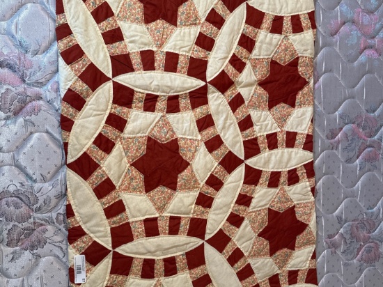 Vintage Red & Floral Starburst Quilt