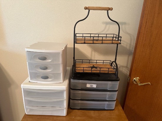 Plastic Drawer Units & 2-Tier Metal Rack