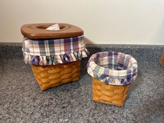 Longaberger Tissue Cover & Small Basket Set