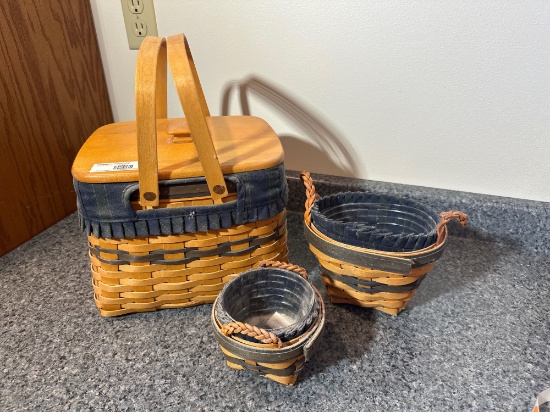 Longaberger Americana Basket Trio w/ Liners