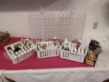 Acrylic Paint Racks, Acrylic Paints, and brushes